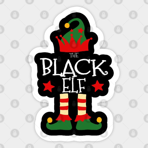 Black Elf Matching Family Group Christmas Party Pajamas Sticker by uglygiftideas